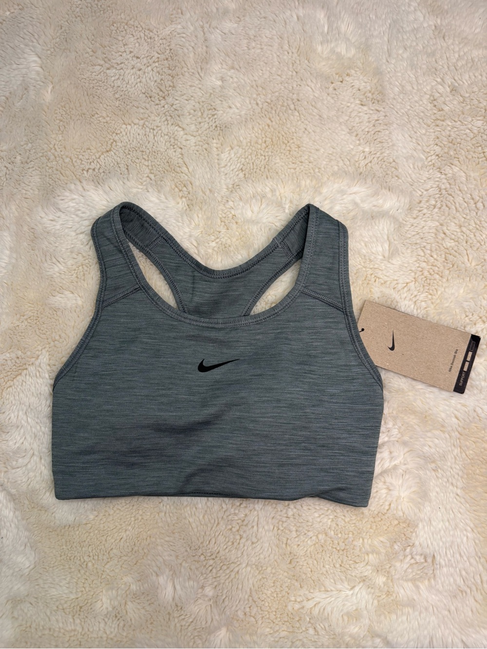 Nike Grey Racerback Sports Bra with Black Swoosh